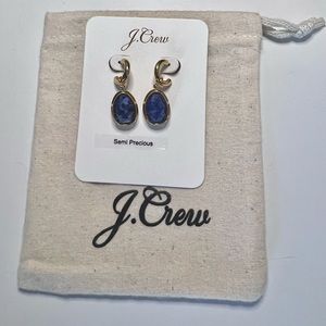 J. Crew gold framed blue stone drop earrings NEW